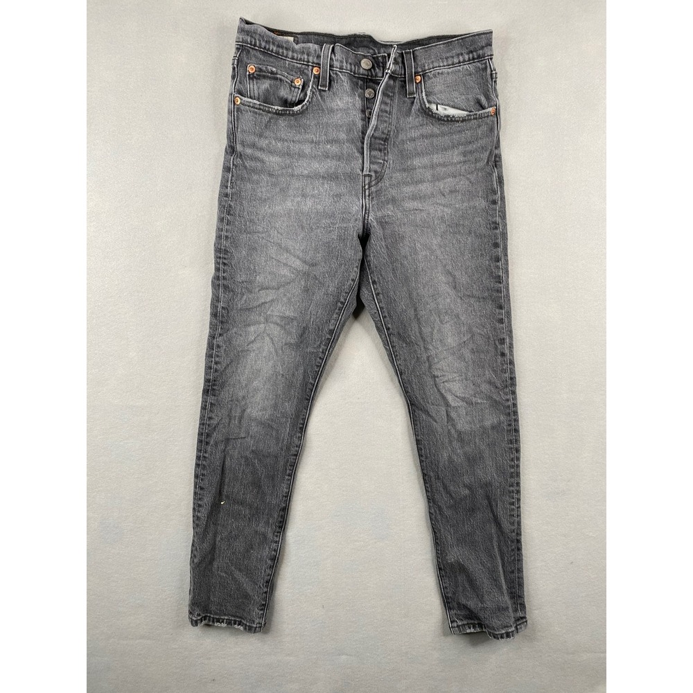 Levis Premium 501 S Skinny Jeans Faded Black Button Fly Denim Big E W28 L28